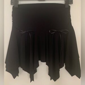Y2K Black Retro Flowy Hem Mini Skirt